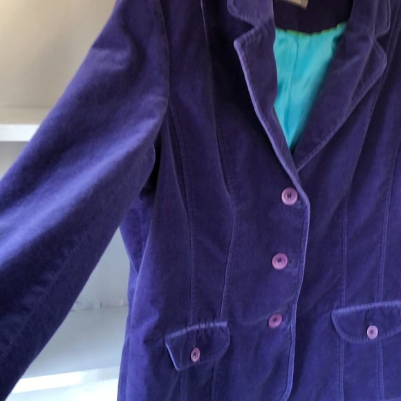Liz Claiborne Purple Velvet Blazer Jacket Coat Career Business Size 16 - Picture 5 of 16
